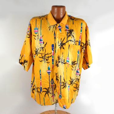 Hawaiian Shirt Vintage 1980s Hawaii Rayon Print Men's size L 