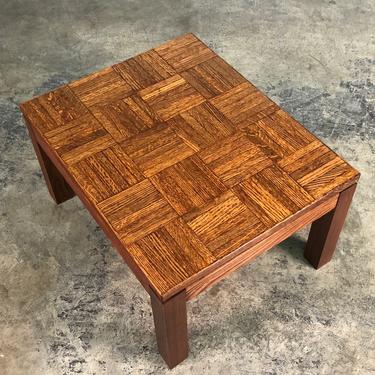 Mid-Century Danish Modern End Table / Nightstand With Parquet Top 