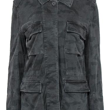 James Perse - Black Camouflage Print Button-Up Jacket Sz L