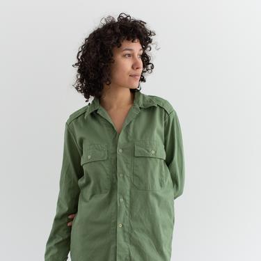 Vintage Faded Green Flannel Cotton Button Up Shirt | Simple Light Green Blouse | Made in Hungary | S | 