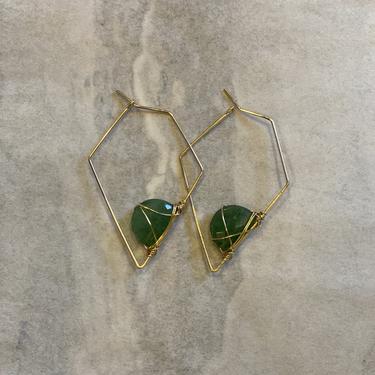 Green Apatite Diamond Gold Earrings