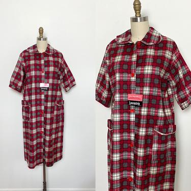 Vintage 1950s House coat 50s Robe Deadstock NWT Cotton Flannel 