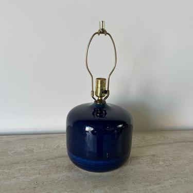 1990's George Scatchard Blue Glaze Table Lamp 