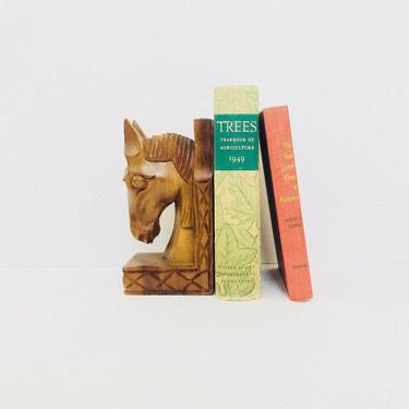 Vintage Carved Monkey Pod/ Horse Bookend/ Home Decor/ Western/ Bohemian Style/ FREE SHIPPING 
