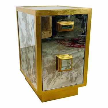 Worlds Away Modern Antique Mirror Side Table