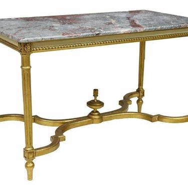 Table, French Louis XVI Style Marble-Top Giltwood, Painted Frame Vintage,1900's!