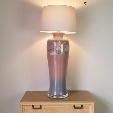 Tall Vintage Ceramic Table Lamp on Lucite Base 