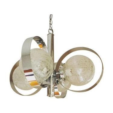 Chrome and crackled glass globe chandelier by cestlavintage18