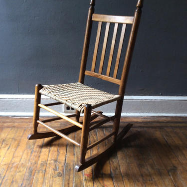 Antique rocking chair colonial chair woven seat 