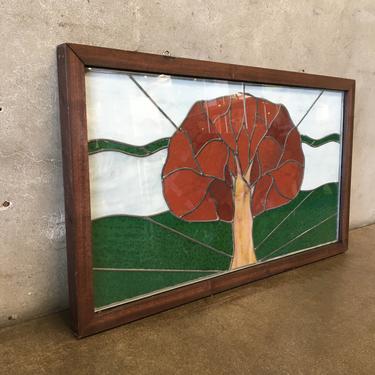 Vintage Framed Stained Glass Window