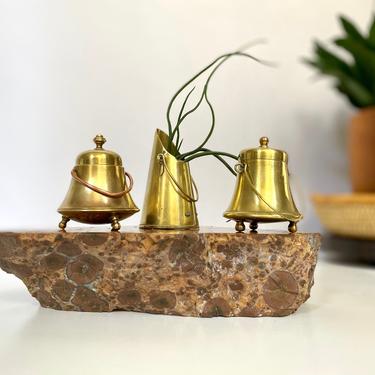 Vintage Miniature Brass &amp; Copper Dutch Handled Pots | Mini Coal Scutlle | Made in Holland 