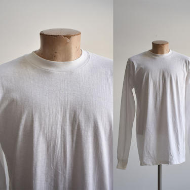 1980s Deadstock Blank White Longsleeve Tshirt 