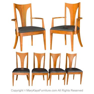 Mid Century Broyhill Walnut Dining Chairs Six 