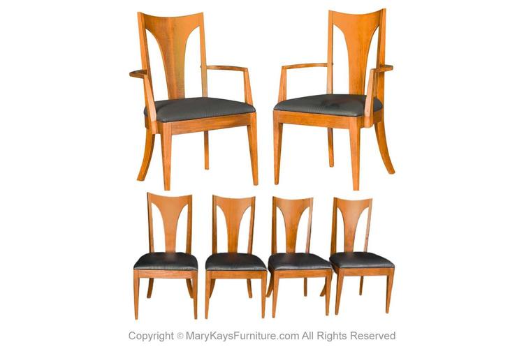 Mid Century Broyhill Walnut Dining Chairs Six 