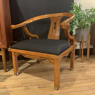 Pair of Asian Chairs w/ Black Upholstery