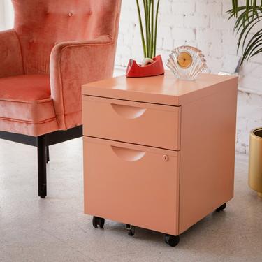 Pink Painted Modern File Cabinet