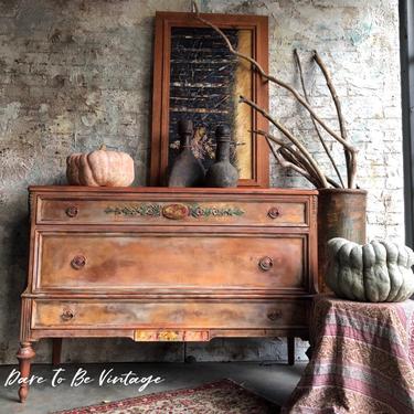 Bohemian Painted Dresser - Vintage Dresser -  Buffet - Rustic Farmhouse Dresser - Painted Dresser - Painted Sideboard Buffet 