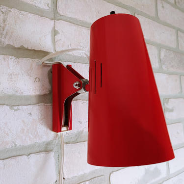Retro Red Luxo Wall Sconce Lamp Plugs In 
