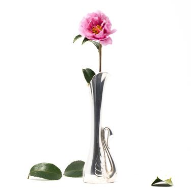 Vintage Swan Vase, Silver Plated Bud Vase by GreenSpruceDesigns