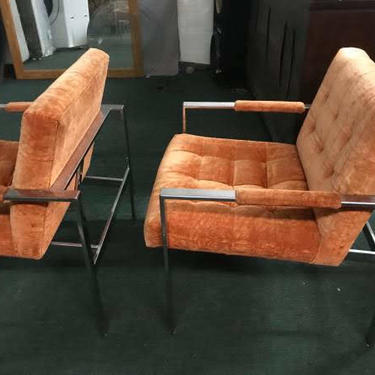 Original Pair Milo Baughman Thayer Coggin Lounge Chairs Midcentury Modern