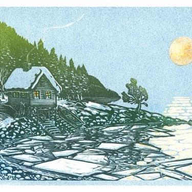 North Shore Solstice Glicee Print | Lake Superior Art | Grand Marais Art | Lake Superior Art | Blue Green | Great Lakes | Cabin Art 
