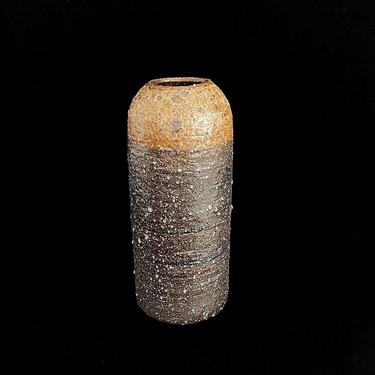 Vintage 1970s Modernist Brutalist Heavily Textured Studio Pottery Vase Marked STECHOVICE 12.5&quot; Tall 