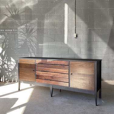 New Hand-Crafted Limited Edition Tall Walnut Credenza — One Available 