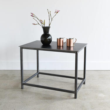Industrial Metal End Table / Modern Steel Accent Table / Box Frame Side Table 