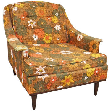 Mid-Century Modern Selig of Monroe Floral Club/Lounge Chair 