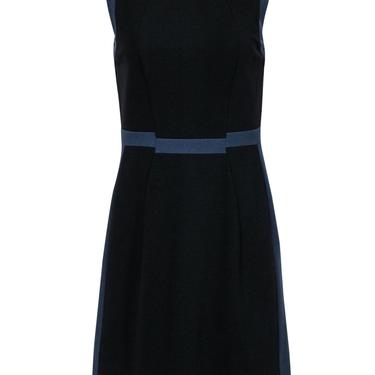 Diane von Furstenberg - Black Sleeveless Sheath Dress w/ Navy Trim Sz 8