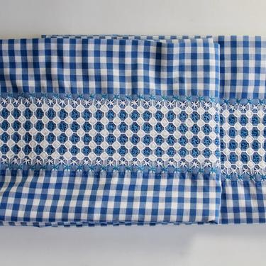 Pair of Handmade Blue and Whited Checked Standard Pillowcases 