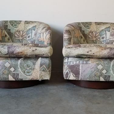 Mid-Century Milo Baughman - Style Swivel Lounge Chairs - a Pair. 
