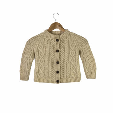 Vintage Irish Wool Fisherman's Baby's Cardigan Sweater, 26&amp;quot; Bust 
