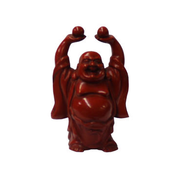 Chinese Handmade Red Lacquer Resin Happy Buddha Figure ws978E 