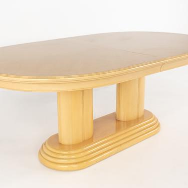 Henredon Style Cream Pedestal Dining Table with 2 leaves 