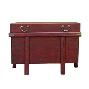 Asian Brown Stain Korean Style Trunk Storage Chest Table cs5312S