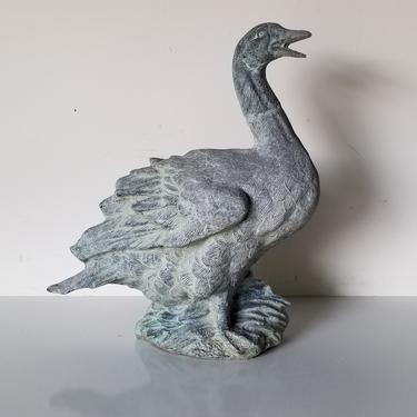Vintage Outdoor Cast Aluminum Swan Sculpture 