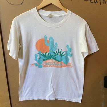 Vintage 80s Las Vegas Cactus Sun Desert Graphic Tee T-shirt 3803 
