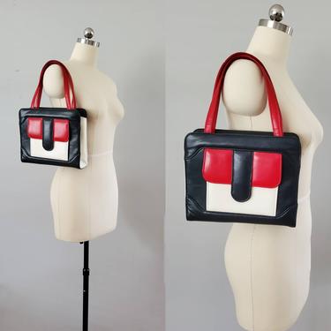 Large 1970s Red White and Blue Handbag 70s Purse 70's Bicentennial Accessories 