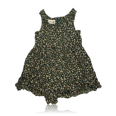 90s Vintage Dark Green Floral Romper // Byer Too! // Size Small 
