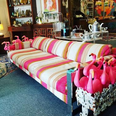 Pink Striped Milo Baughman sofa. 1972. $850