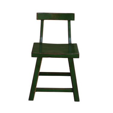 Distressed Grass Green Short Chair Wood Stool with Back cs1231E 
