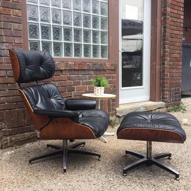 Black Leather Eames Style Lounge Chair Ottoman From Covet Of