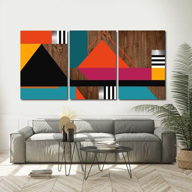 Modern Wall Art, Geometric Art, Abstract, Multi Panel Art, Large Wall Art, Wood Wall Art, Mid Century Modern, Metal Art, Abstract Painting 