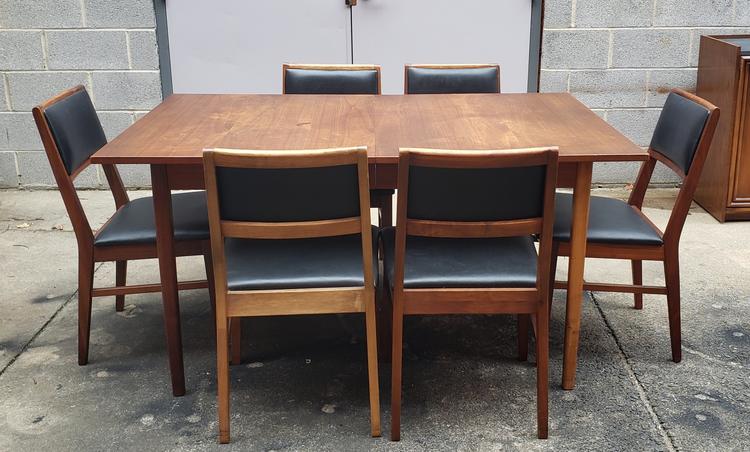Mid-century Modern Dining Set with Six Chairs