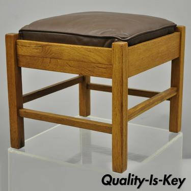 Lifetime Furniture 403 Mission Oak Arts&amp;Crafts Leather Ottoman Stool Footstool B