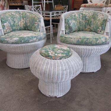 Mod Pod Wicker Chairs &amp; Table
