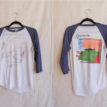 Vintage 80s GENESIS Tour Raglan Shirt/ 1980s Paper Thin Baseball Shirt/ Size Medium 