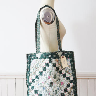 1980s Quilted Tote | Vintage Hand Made Quilted Bag 