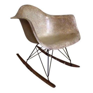 Early 2nd Generation Zenith Eames Shell Arm Chair in Greige RAR mid century modern herman miller industrial fiberglass rocking nursery 